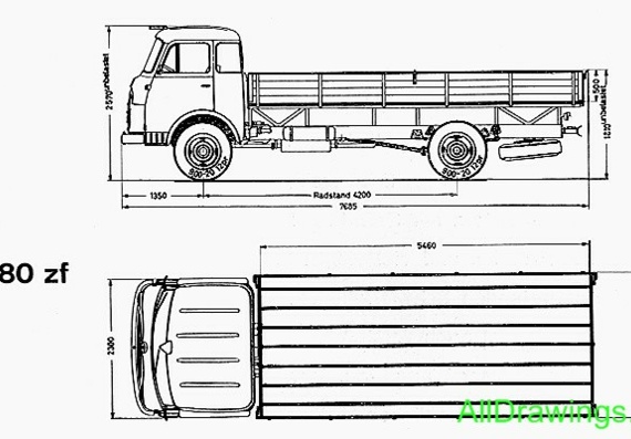 Steyr 680 ZF (1962) чертежи (рисунки) грузовика